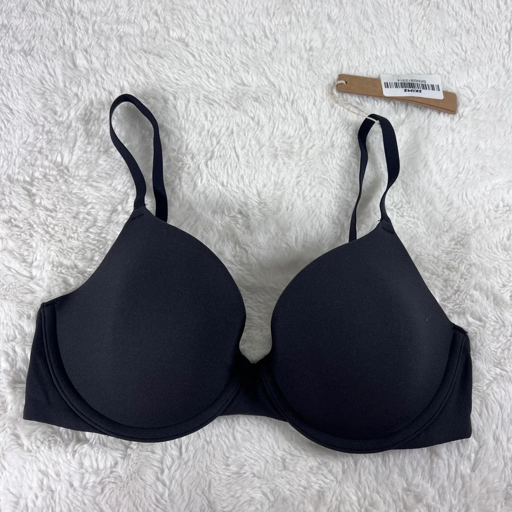 Skims‎ Fits Everybody T-Shirt Bra Onyx Black Underwire Size 32C BR-UWR-2294 NEW